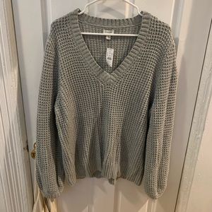 Gray v-neck sweater